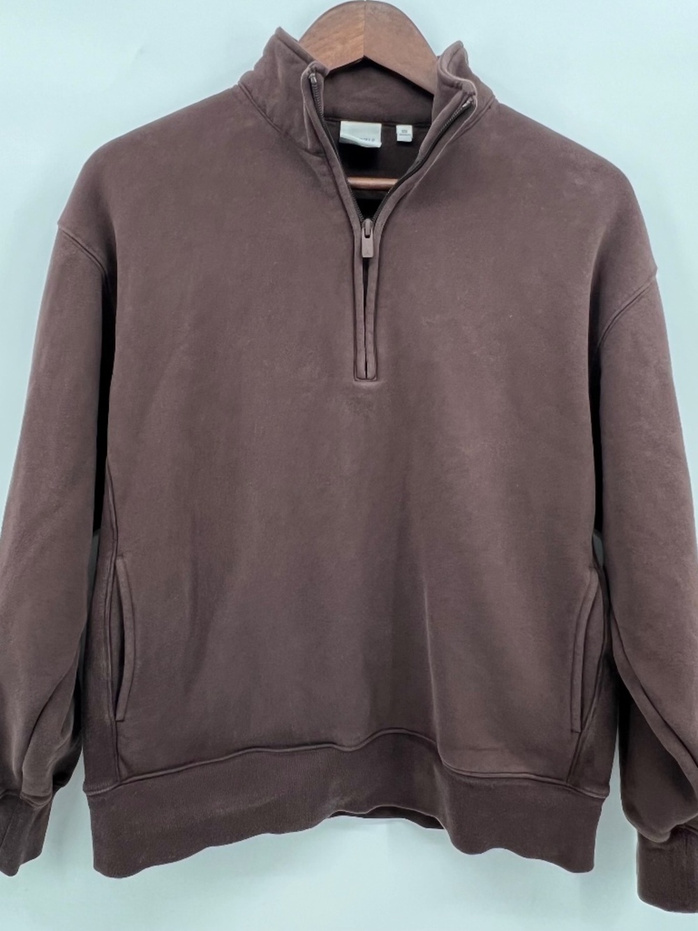 Aritzia Cozy Sweatfleece Boyfriend 1/2 Zip Women Sz XS Mockneck Relaxed Pockets